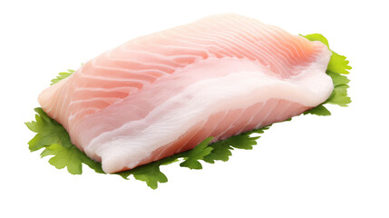 Raw fish steak on white isolated on clear png background and transparent background. food drink and dessert concept for cafe and restaurent, AI generative.