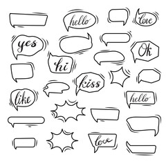 Fototapeta premium Set of colorful speech bubbles. Cartoon or comic labels. comic speech. Flat design vector illustration isolated on background.