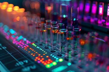 Innovative Digital Chart Comparing Blood Test Results of Endurance Athletes in Vivid Neon Laboratory Setting