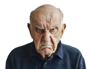Portrait of an angry elderly man. Old people concept. Emotions concept.