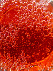 Macro view of red bubbles.