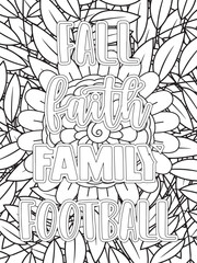 Fall Quotes Flower Coloring Page Beautiful black and white illustration for adult coloring book