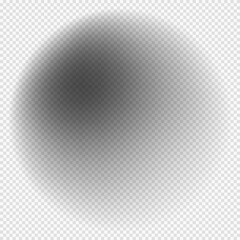 Realistic round shadow with soft edges. Vector round shadow effect. Transparent shadow