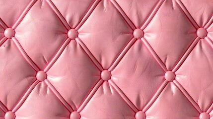 Leather texture surface with luxury seamless sewing thread diamond square shape pattern in pink color for background wallpaper and design, closeup. 