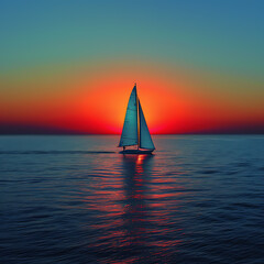 Turquoise Serenity - Solo Windsurfing Sunset