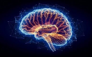 illustration of a human brain on a blue background