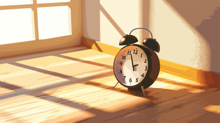 An alarm clock light and shadow in the composition on