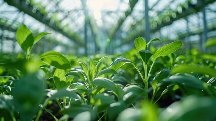 Naklejka premium Greenhouse equipped with smart sensors and automated irrigation systems for efficient crop management.
