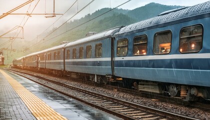 Obraz premium 비내리는 지하철역 풍경