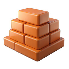 Stack of brick 3d isolated on transparent background