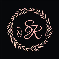 floral wedding monogram logo design