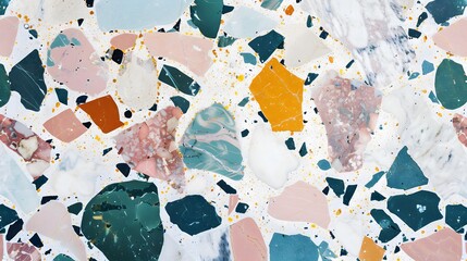 Naklejka premium marble stone wall texture abstract background. Colorful terrazzo floor tile cement surface architecture interior design pattern wallpaper material. 