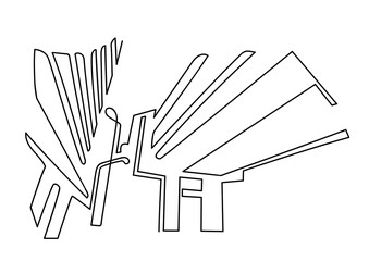 Megapolis. Continuous line drawing.Illustration of the highway and cityscape of the city.
