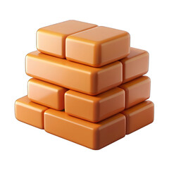 Stack of brick 3d isolated on transparent background