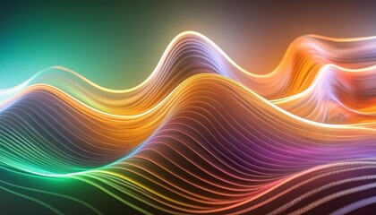 vibrant abstract waves of light digital art background with fluorescent colors