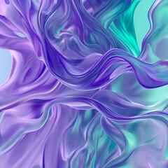 Obraz premium An abstract AI-generated background illustration featuring colored floating liquid in hues of violet and turquoise pastel colors