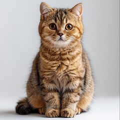 Obraz premium A cute golden British Shorthair cat portrait on a white background