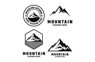 set collection mountain outdoor logo design concept vintage retro label badge