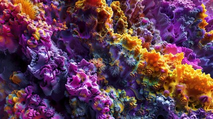 A captivating digital creation of an abstract coral reef with vibrant and detailed marine textures, showcasing a fantastical and visually stunning underwater world.