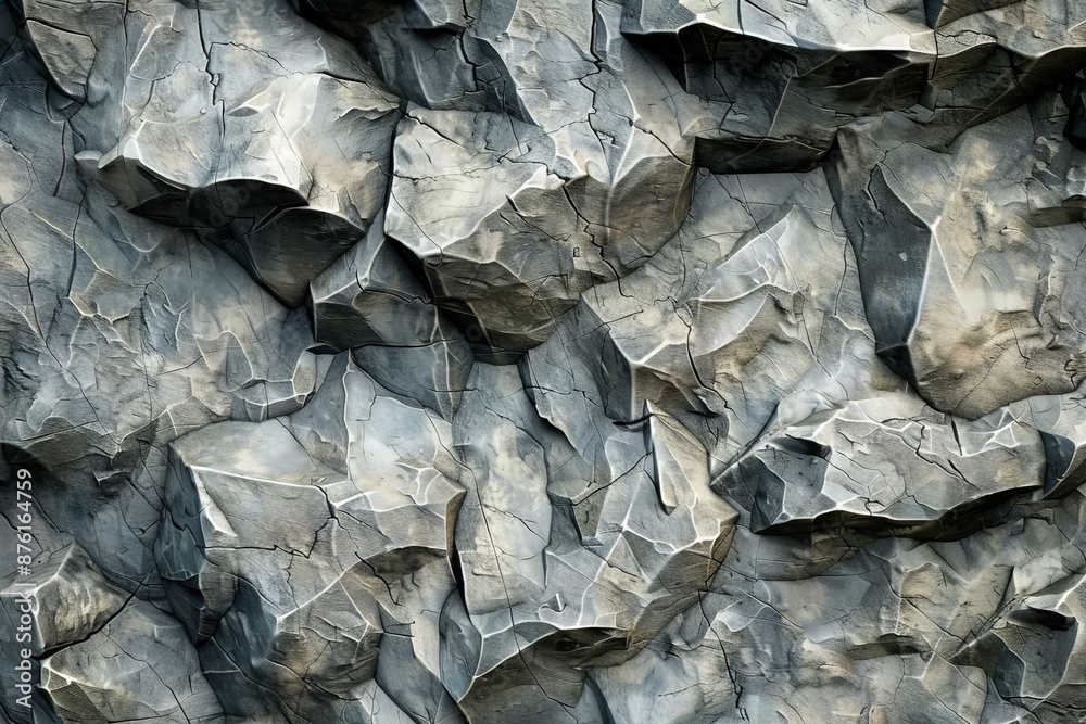 Aufkleber A rugged rock formation featuring sharp angular textures and deep fissures, presenting the raw and majestic beauty of natural stone in a timeless, weathered appearance.