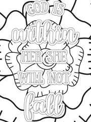 Fall Quotes Flower Coloring Page Beautiful black and white illustration for adult coloring book