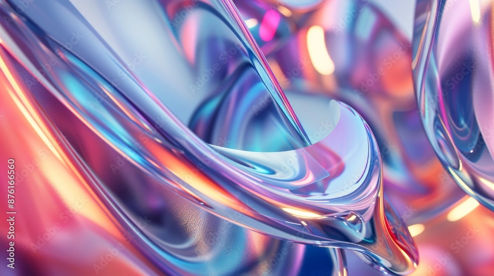 Poster an abstract rendition of swirling, fluid shapes blending together, creating a mesmerizing dance of v
