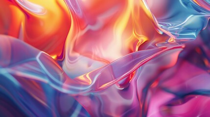 Naklejka premium A dynamic and luminous display of fluid waves of color merging together, showcasing a stunning array of hues and a rich, glowing texture that captures the essence of movement.