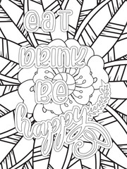 Gym Quotes Flower Coloring Page Beautiful black and white illustration for adult coloring book