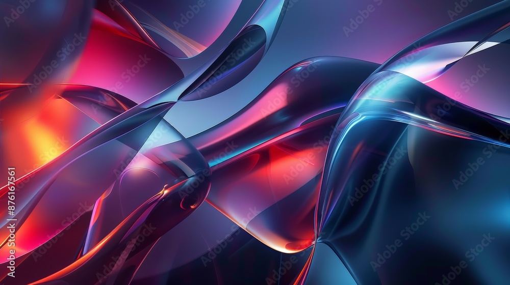 Aufkleber a mesmerizing abstract image featuring flowing, curved shapes in a mixture of vibrant red, blue, and