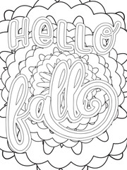 Gym Quotes Flower Coloring Page Beautiful black and white illustration for adult coloring book