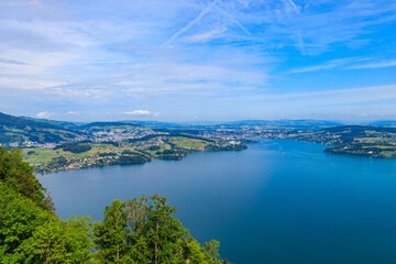 Amazing view of Lake Lucerne, Swiss Alps from Burgenstock resort, Canton of Nidwalden, Switzerland