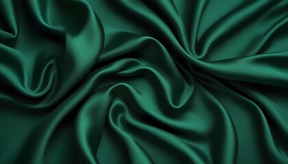 Fototapeta premium Dark green silk fabric background
