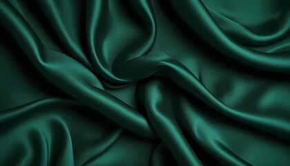 Obraz premium Dark green silk fabric background