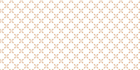 Golden vector seamless pattern with small diamond shapes, floral silhouettes. Simple texture.