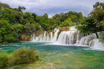 View of powerful Skradinski Buk waterfall in Krka National Park, Croatia