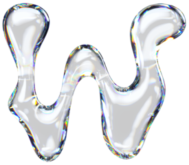 3d Transparent Liquid Letter W