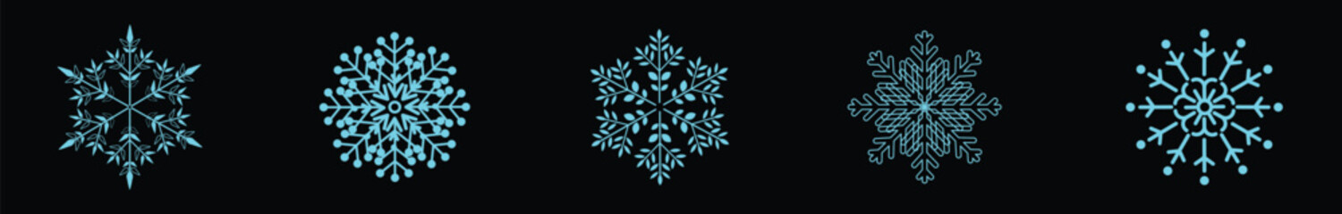 Winter snowflakes isolated, simple outline icon set.