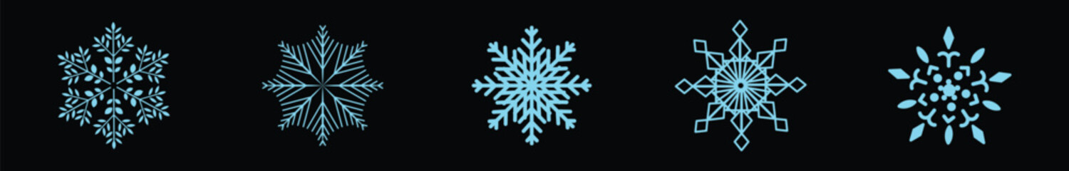 Winter snowflakes isolated, simple outline icon set.