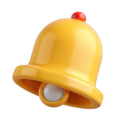 Yellow bell with 1 notification 3d isolated on transparent background