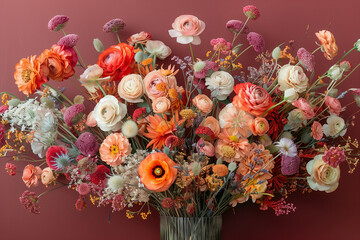 Elegant Floral Arrangement in Warm Tones. Beautiful floral arrangement with orange, yellow, and white flowers against a warm-toned background.