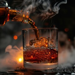 glass of whiskey with ice