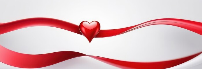 Banner abstract flowing waves with hearts on white background with copy space. St.Valentine's Day, Love, Wedding concept.