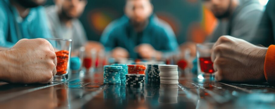 Poker Players Face Off in High-Stakes Game A Dramatic Moment of Tension and Strategy as Players Bet, Bluff, and Clash for Victory in a Thrilling Poker Tournament