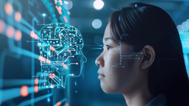 AI researchers presenting findings at a tech symposium, AI research, AI ethics