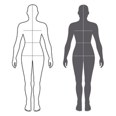 Naked standing fashion woman figure bald silhouette