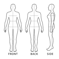 Naked standing fashion woman figure bald silhouette