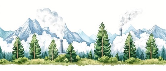 Fototapeta premium A charming watercolor illustration of geothermal energy