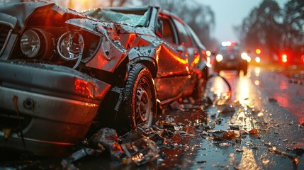 Car accident on the road, car insurance concept.