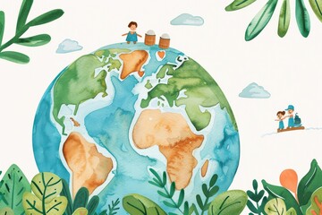 Fototapeta premium A detailed watercolor depiction of World Health Day