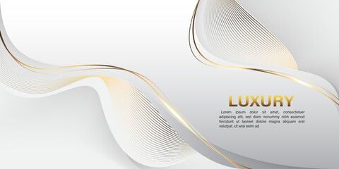 Abstract gold lines curve wavy luxury style on white design modern background vector